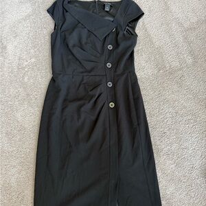 White House Black Market Asymmetrical Black Sheath Dress